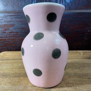 Terramoto San Francisco Pink Ceramic Vase with Grey Polka Dots Polka Dot Vase
